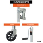 CURT 1.5K Marine Jack with Swivel Mount, 8" Wheel, 10" Travel – 10-Pack CURT Marine Trailer Jack with 8-Inch Wheel and Sidewind Handle – 1,500 lbs Capacity