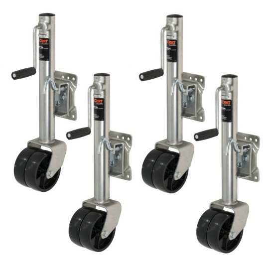 CURT Marine Jack 1.5K with Dual Wheels and 10" Travel – Set of 4 CURT 1.5K Marine Trailer Jack with Dual 6" Wheels and 10" Travel – 4 Pack