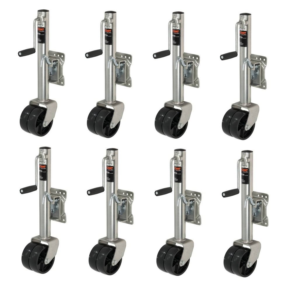 CURT Marine Jack 8-Pack – 1,500 lb Capacity, 10" Travel, Dual 6" Wheels CURT 1.5K Marine Trailer Jack with Dual 6-Inch Wheels and Bolt-On Mount – 8 Pack