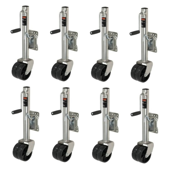 CURT Marine Jack 8-Pack – 1,500 lb Capacity, 10" Travel, Dual 6" Wheels CURT 1.5K Marine Trailer Jack with Dual 6-Inch Wheels and Bolt-On Mount – 8 Pack