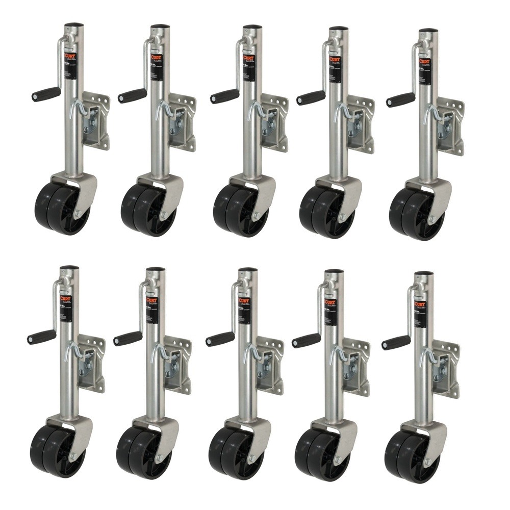 CURT Marine Trailer Jack with Dual 6" Wheels, 1,500 lbs Capacity, 10" Travel