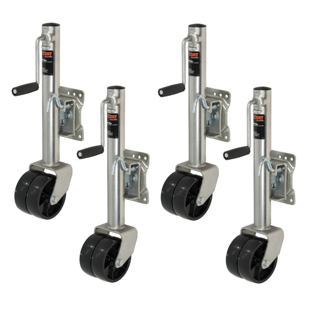 CURT 1.5K Marine Jack with Dual 6" Wheels and Sidewind Handle CURT Marine Trailer Jack with Dual 6" Wheels – 1,500 lbs Capacity, Swivel Mount