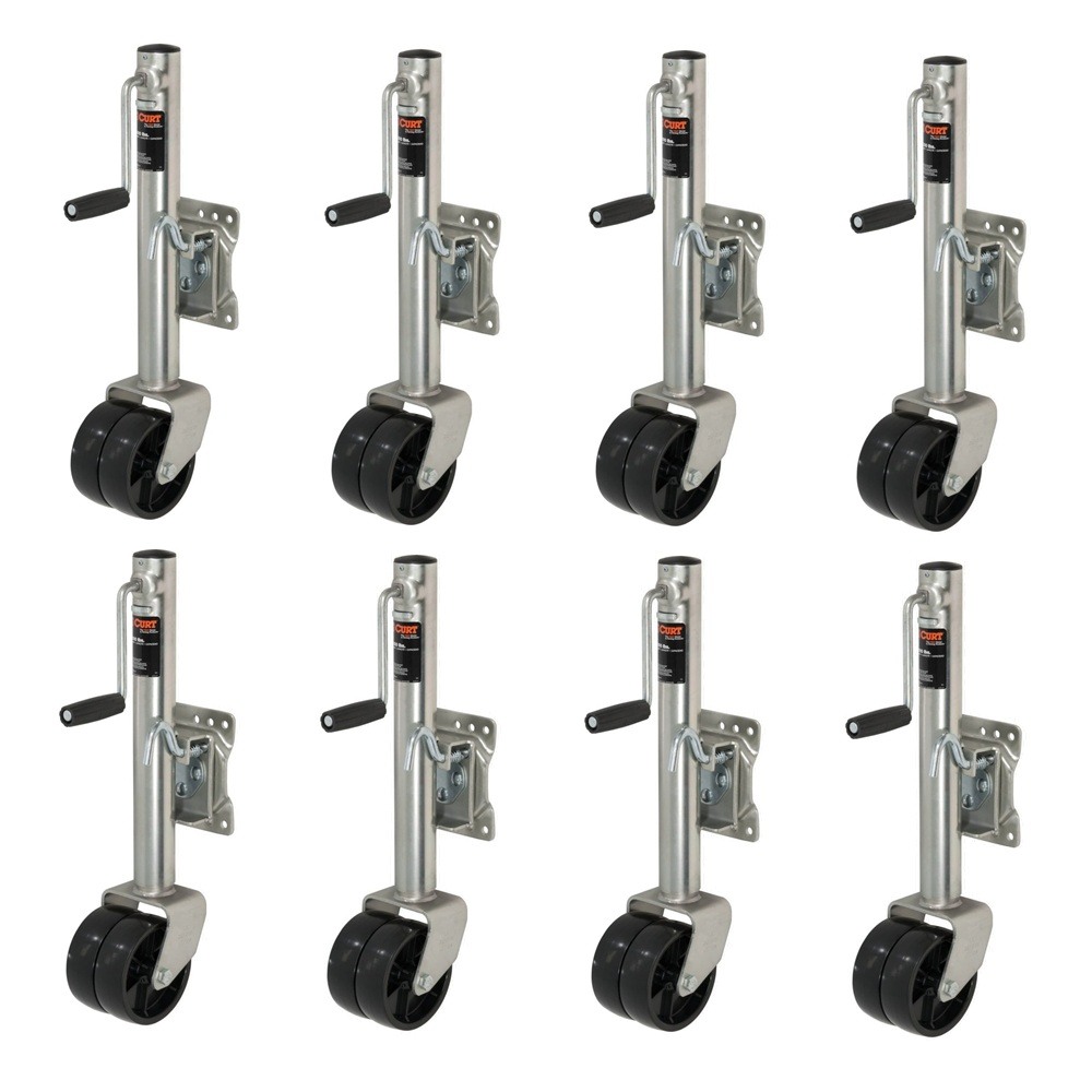CURT 1500 lb Marine Jack – Dual 6" Wheels, 10" Lift, Sidewind, Zinc Finish CURT 1.5K Marine Trailer Jack with Dual 6-Inch Wheels and 10-Inch Travel