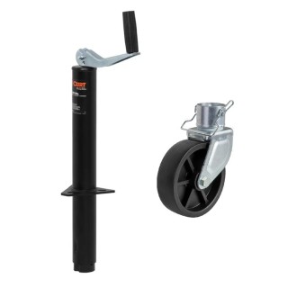 CURT A-Frame Trailer Jack 2000 lb with Top Handle and Jack Caster CURT 2000 lb A-Frame Trailer Jack with Top Handle and 6" Jack Caster for Trailers