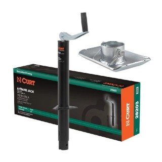 CURT 2,000 lb A-Frame Trailer Jack with Top-Wind Handle, 15" Travel & Pin-On Jack Foot