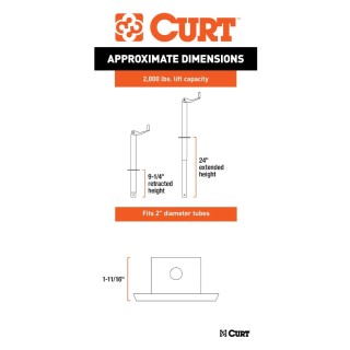 CURT A-Frame Trailer Jack Bundle with Pin-On Foot – 2,000 lbs, 15" Travel CURT 2,000 lb A-Frame Trailer Jack with Top-Wind Handle, 15" Travel & Pin-On Jack Foot