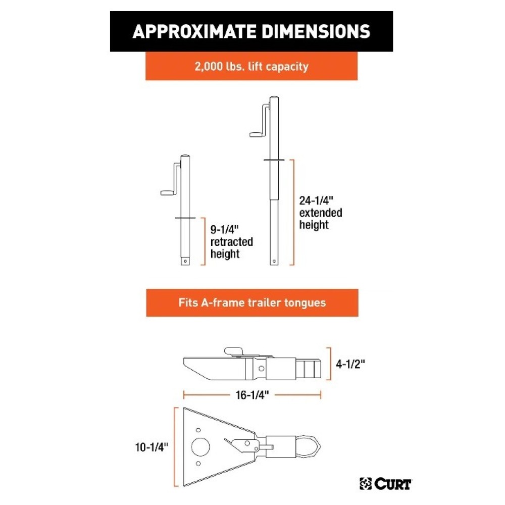 CURT A-Frame Trailer Jack Coupler Bundle – Quality Towing Equipment CURT A-Frame Trailer Jack & 2" Coupler Bundle for heavy duty towing