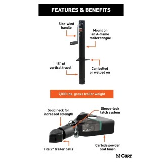 CURT A-Frame Trailer Jack Coupler Bundle – Quality Towing Equipment CURT A-Frame Trailer Jack & 2" Coupler Bundle for heavy duty towing