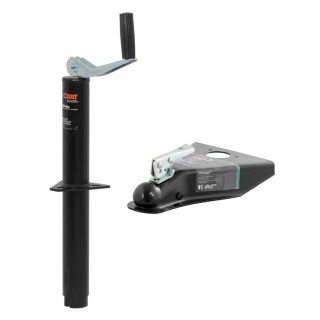 CURT 5000 lbs A-Frame Trailer Jack & 2" Coupler Bundle - 14" Travel, Top Handle CURT 5000 lbs A-Frame Trailer Jack and Coupler Bundle with 14" Travel and Top Handle