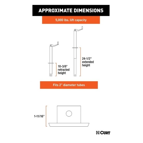 CURT 5000 lb A-Frame Trailer Jack with 14 inch Travel and Footplate CURT 5000 lb A-Frame Trailer Jack with 14 inch Travel and Footplate