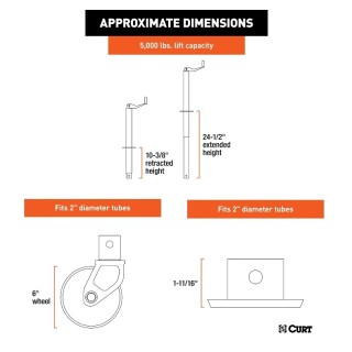 CURT 5000 lb A-Frame Trailer Jack Bundle with Top Handle, Caster, and Foot – Quality towing equipment