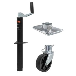 CURT 5K A-Frame Trailer Jack Top Handle 14" Travel w/ Trailer Jack Wheel and Footplate