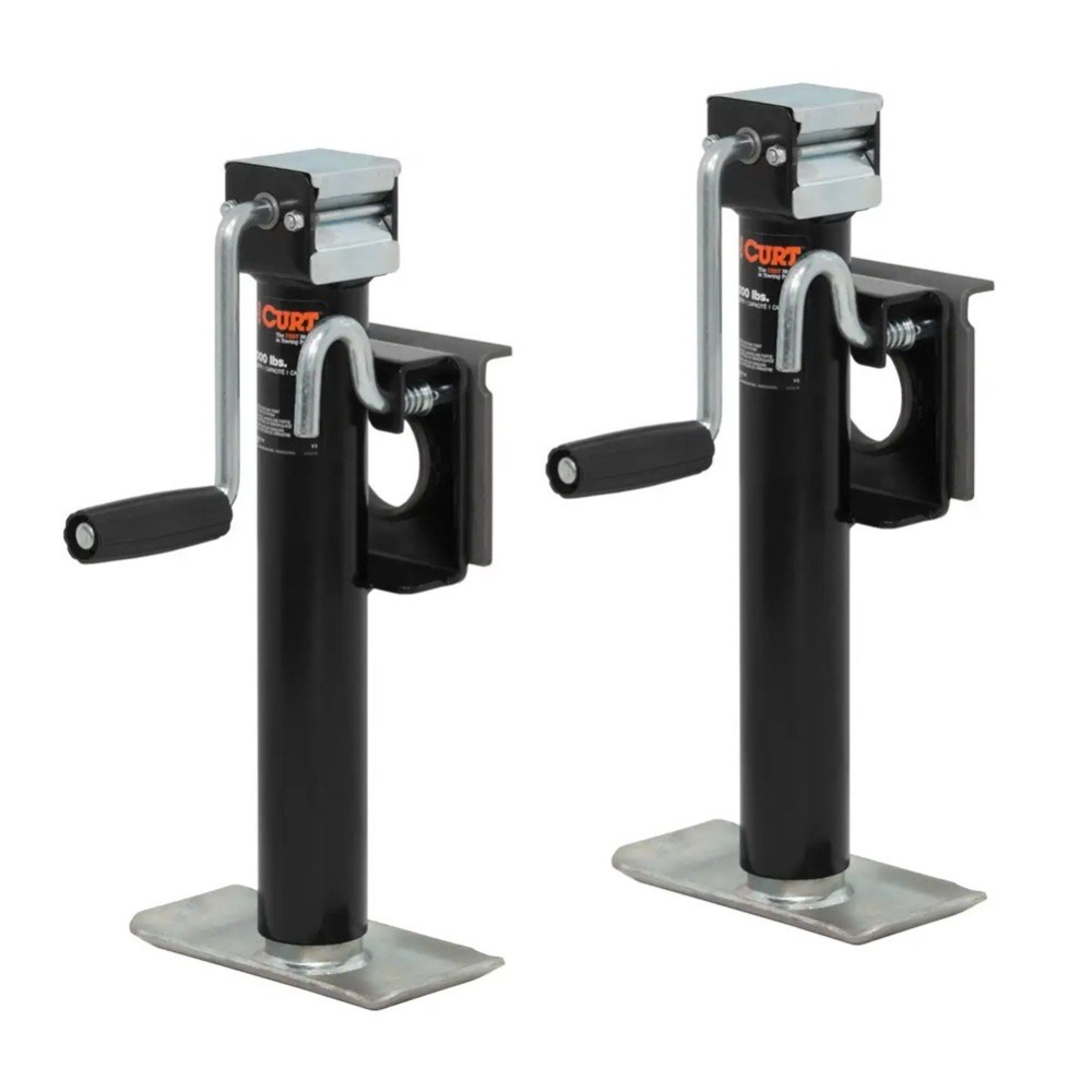 CURT 2,000 lb Bracket-Mount Swivel Jacks – Side Handle, 10" Travel CURT 2K Bracket-Mount Swivel Trailer Jacks with Side Handle and 10 Inch Travel
