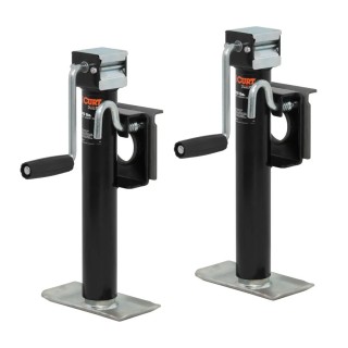 CURT 2,000 lb Bracket-Mount Swivel Jacks – Side Handle, 10" Travel CURT 2K Bracket-Mount Swivel Trailer Jacks with Side Handle and 10 Inch Travel