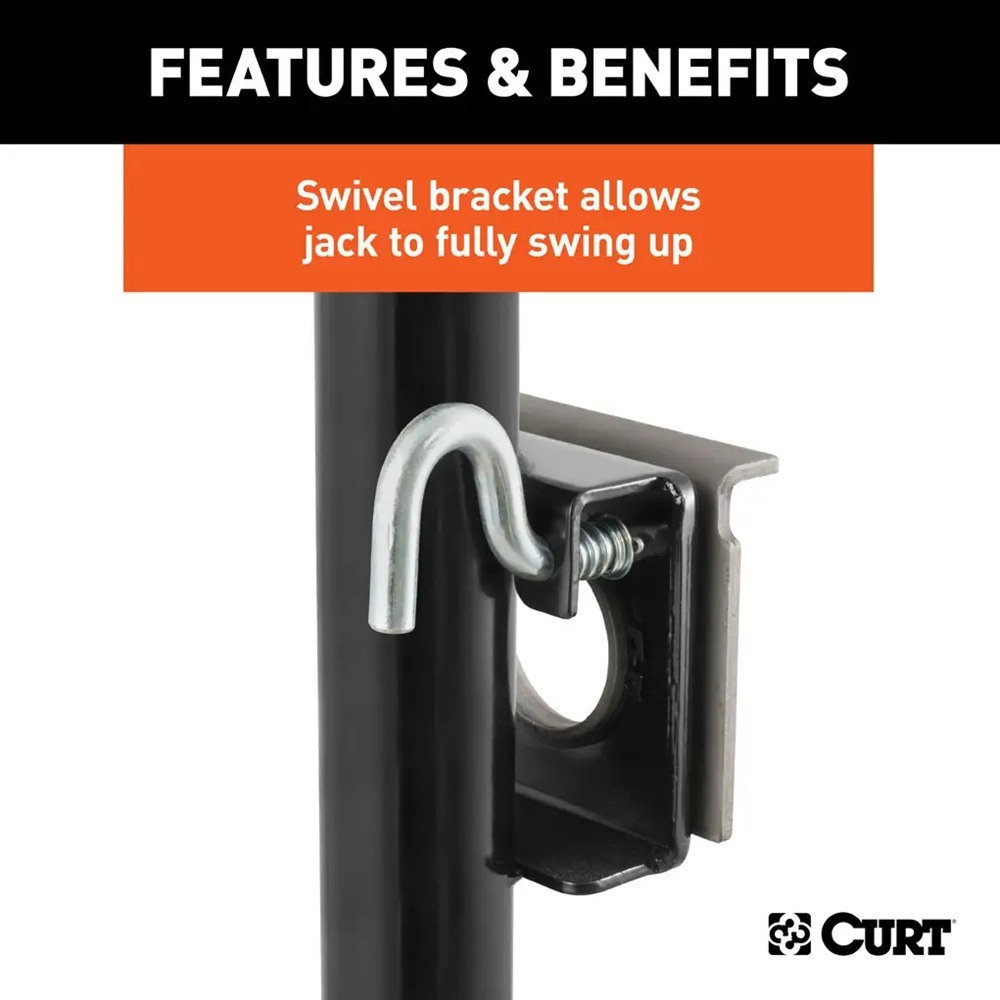 CURT 2,000 lb Bracket-Mount Swivel Jacks – Side Handle, 10" Travel CURT 2K Bracket-Mount Swivel Trailer Jacks with Side Handle and 10 Inch Travel
