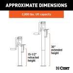 CURT 2,000 lb Bracket-Mount Swivel Trailer Jack with 15" Travel and Side Handle CURT 2K Bracket-Mount Swivel Jack with Side Handle and 15 Inch Travel – 2 Pack