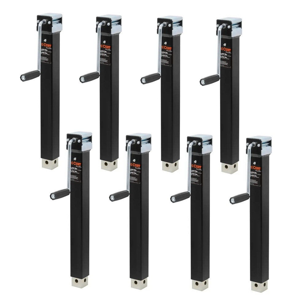CURT 8-Pack 5K Direct-Weld Square Trailer Jacks with Sidewind Handle and 15-Inch Travel CURT 5K Direct-Weld Square Trailer Jack Bundle with Sidewind Handle – 15" Travel