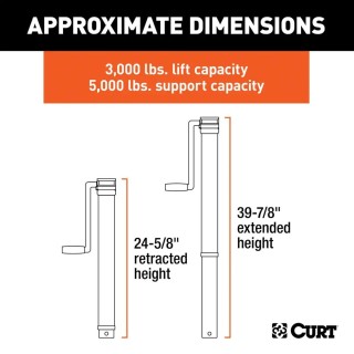CURT 8-Pack 5K Direct-Weld Square Trailer Jacks with Sidewind Handle and 15-Inch Travel CURT 5K Direct-Weld Square Trailer Jack Bundle with Sidewind Handle – 15" Travel