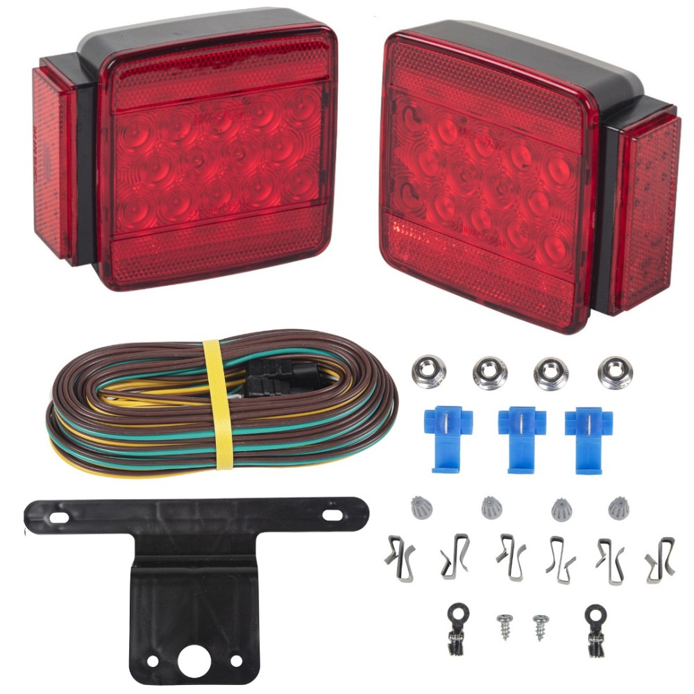 Wesbar 4x4 LED Waterproof Trailer Taillight Kit with 25 ft Harness, Pair Wesbar LED Submersible Trailer Taillight Kit Pair for Under 80 Inch, 4x4