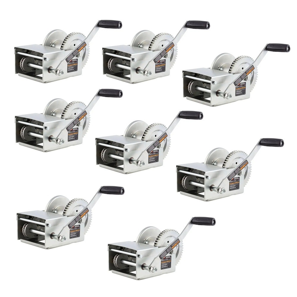 CURT 8-pack 2.5K hand-crank brake winches with 10.6 inch handle, heavy-duty lifting
