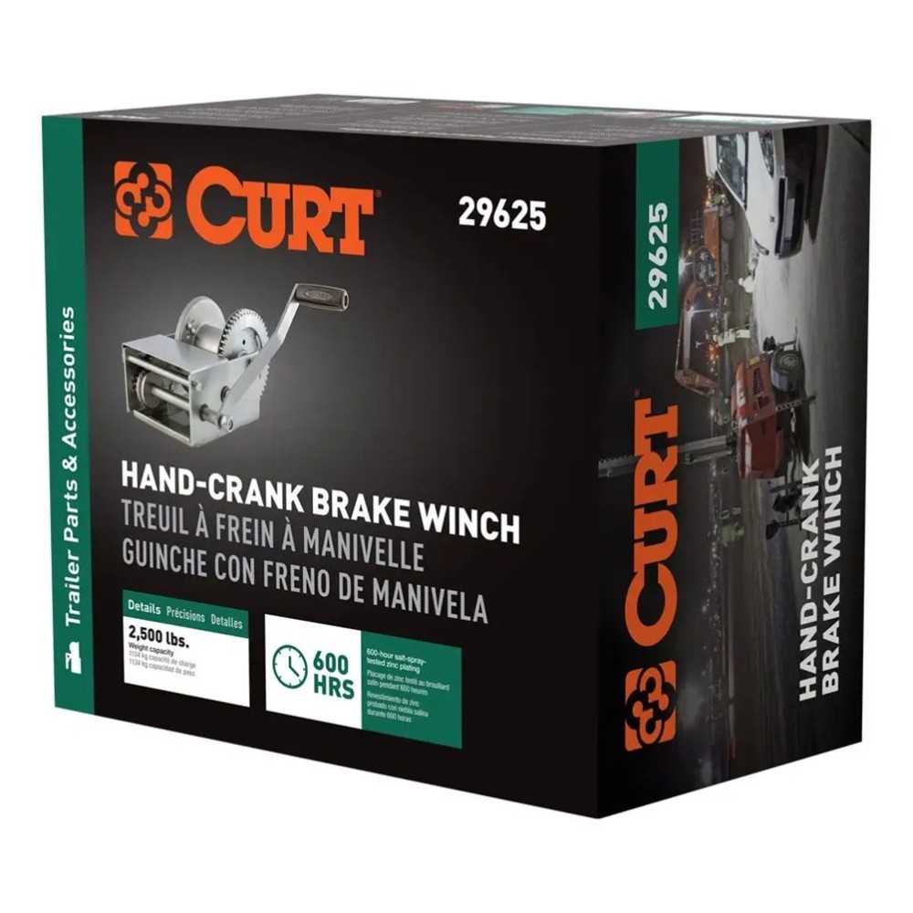 CURT 8-pack 2.5K hand-crank brake winches with 10.6 inch handle, heavy-duty lifting