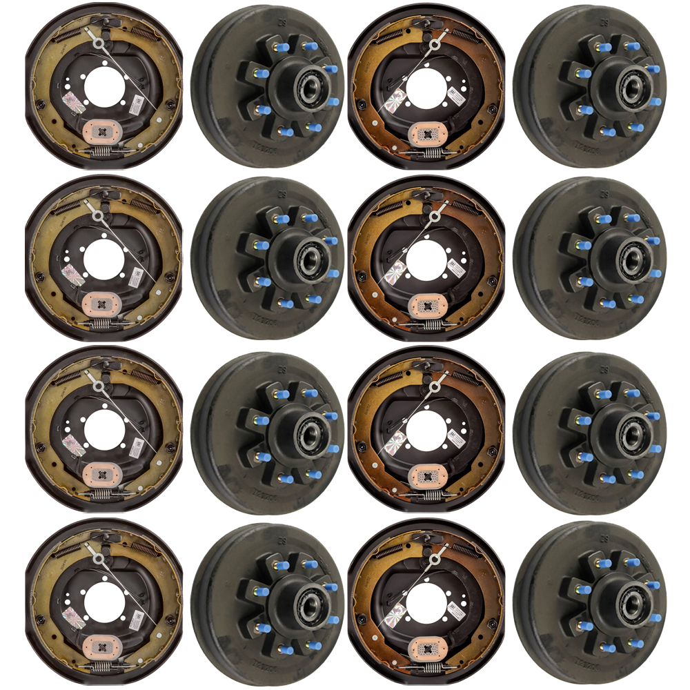 Lippert 12‑inch self‑adjusting brake and threaded hybrid hub‑drum kit, 7K/8K quad‑axle, 8‑on‑6.5 pattern, Dexter compatible