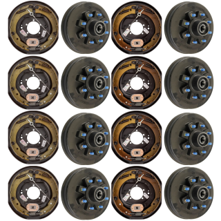 Lippert 12‑inch self‑adjusting brake and threaded hybrid hub‑drum kit, 7K/8K quad‑axle, 8‑on‑6.5 pattern, Dexter compatible