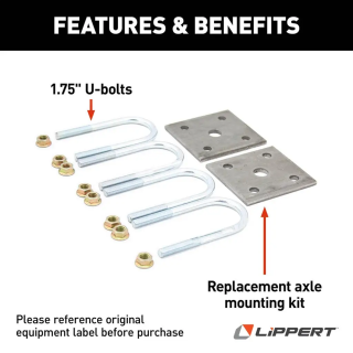Lippert 3,500 lb Tandem Axle Suspension Kit (1.75" Tube, 4,000 lb Leaf, Tall Equalizer) Lippert Tandem Axle 3,500 lb 1.75" Tube Suspension Kit, 4,000 lb Leaf Springs, Tall Equalizer