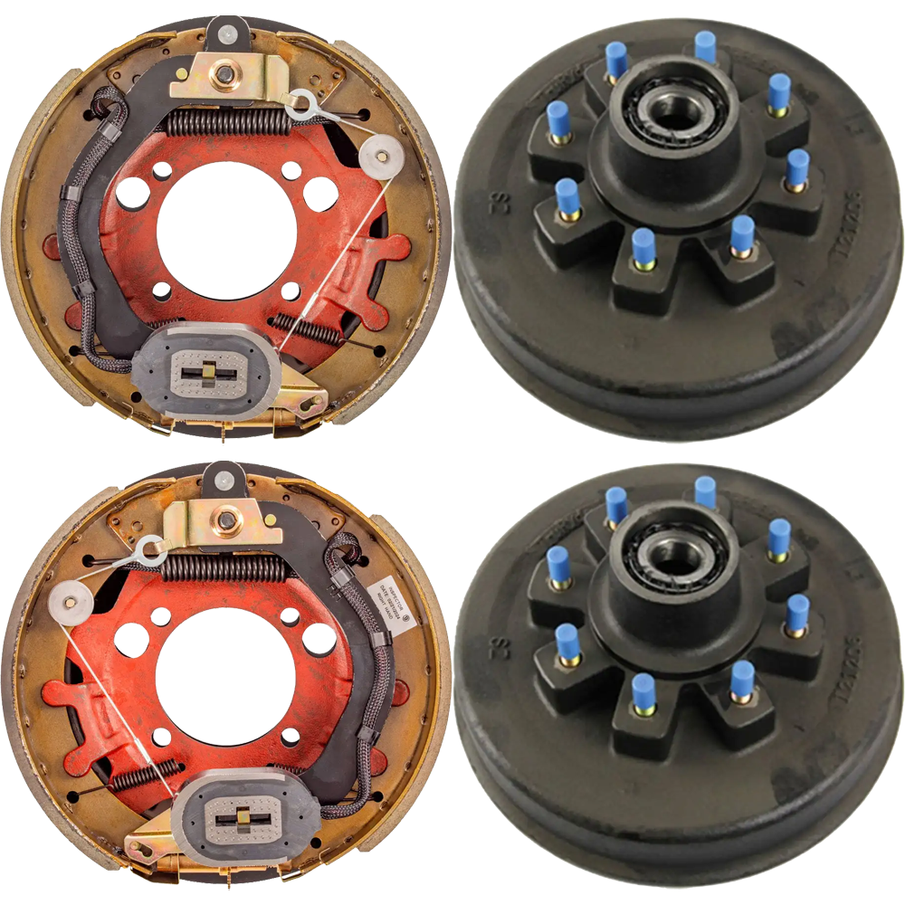 Lippert 8K electric brake assemblies (12.25 × 3.38) & threaded hubs (8‑on‑6.5, 5/8 studs) kit, Dexter / Alko compatible