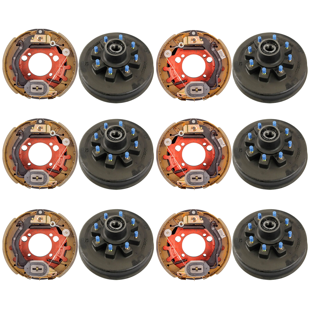 Lippert 8K triple‑axle 12.25×3.38 electric brakes & 8‑on‑6.5 threaded hub kit Dexter Alko Rockwell