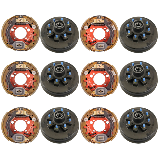 Lippert 8K triple‑axle 12.25×3.38 electric brakes & 8‑on‑6.5 threaded hub kit Dexter Alko Rockwell
