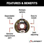 Lippert 8K triple‑axle 12.25×3.38 electric brakes & 8‑on‑6.5 threaded hub kit Dexter Alko Rockwell