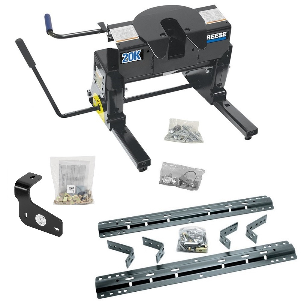 Reese Dual Jaw 20K 5th Wheel Hitch Fifth Wheel Kwik-Slide Slider Unit Base Rail Kit Brakets and HardwareAdaptor Bracket 58531 4 Pins and 4 Clips 30118 30048 30035 58531 Reese Reese Dual Jaw 20K Fifth Wheel Trailer Hitch Kwik Slide Slider and Rails 2015-2 Reese Dual Jaw 20K Fifth Wheel Trailer Hitch w/ Kwik Slide Slider and Rails For 2015-2020 Ford F-150 Truck Base Rail Kit 5th Wheel Brackets Hardware