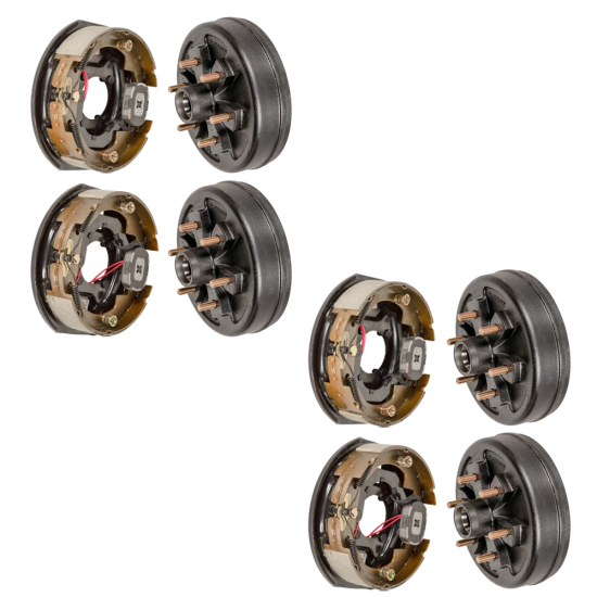 Lippert 10″ manual-adjust electric brake & bare hub kit for tandem 4,400 lb trailer axles, 6 on 5.5 pattern, Dexter / Al-Ko / Rockwell compatible