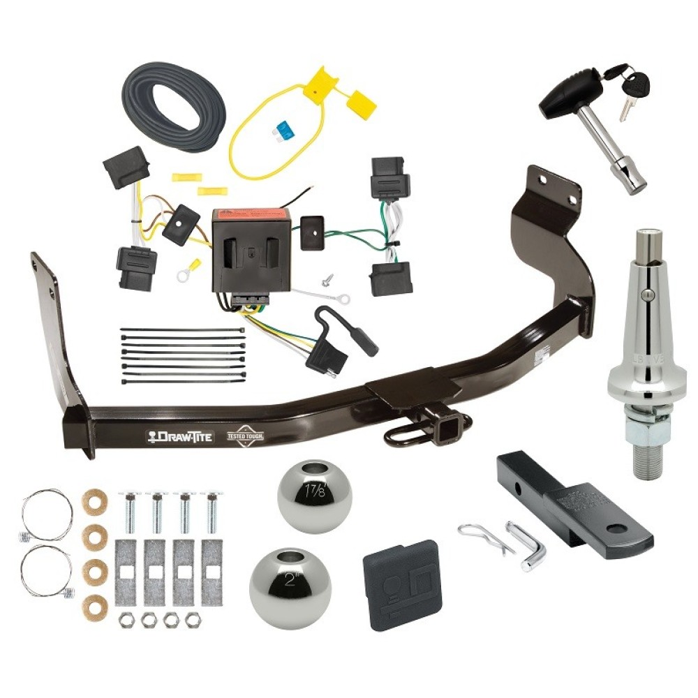 Custom Fit Trailer Hitch Draw-Bar w/ Pin/Clip Wiring Harness (Plug & Play) Interchangeable 2" & 1-7/8" Ball Security Lock Pin Rubber Hitch Plug Cover Installation Hardware Installation Instructions 365010 118551 63802 580407 2211 Draw-T Trailer Tow Hitch For 08-12 Ford Escape Mazda Tribute 05-11 Mercury Mariner Ultimate Package w/ Wiring Draw Bar Kit Interchange 2" 1-7/8" Ball Lock and Cover