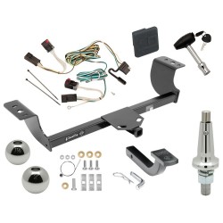 Trailer Tow Hitch For 05-07 Chrysler 300 08-14 Dodge Challenger 06-10 Charger Class 2 Ultimate Package w/ Wiring Draw Bar Kit Interchange 2" 1-7/8" Ball Lock and Cover