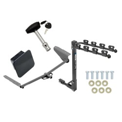 Trailer Tow Hitch w/ 4 Bike Rack For 18-24 Honda Odyssey Class 2 tilt away adult or child arms fold down carrier w/ Lock and Cover