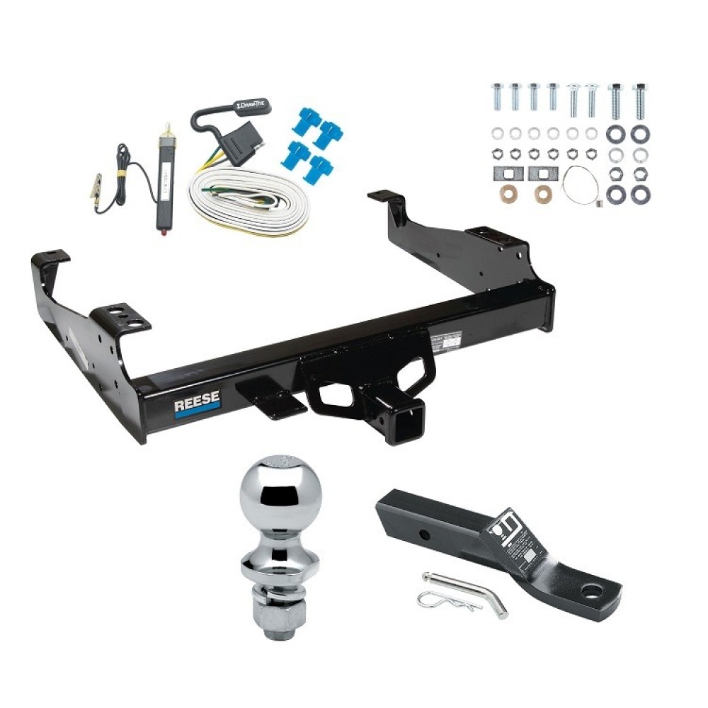 Custom Fit Trailer Hitch Wiring Harness (Requires Splicing) 2" Drop Ball-Mount w/ Pin/Clip 1-7/8" Chrome Ball Installation Hardware Installation Instructions 37088 20252 23 63816 Reese Trailer Tow Hitch 99-00 F-350 99-23 F-450 F-550 Super Duty Reese Trailer Tow Hitch For 99-00 Ford F-350 99-23 F-450 F-550 Super Duty Cab and Chassis Complete Package w/ Wiring and 1-7/8" Ball