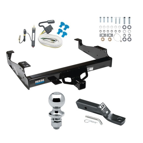 Custom Fit Trailer Hitch Wiring Harness (Requires Splicing) 2" Drop Ball-Mount w/ Pin/Clip 1-7/8" Chrome Ball Installation Hardware Installation Instructions 37088 20252 23 63816 Reese Trailer Tow Hitch 99-00 F-350 99-23 F-450 F-550 Super Duty Reese Trailer Tow Hitch For 99-00 Ford F-350 99-23 F-450 F-550 Super Duty Cab and Chassis Complete Package w/ Wiring and 1-7/8" Ball