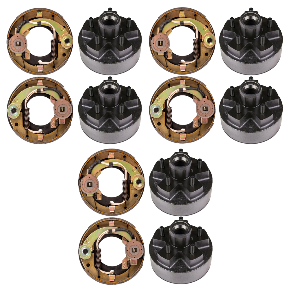Lippert 7 x 1.25 Electric Trailer Brake and Hub Kit, 5 on 4.5 Bolt Pattern, 2200 lb, Triple Axle – 6 Brakes & 6 Hubs