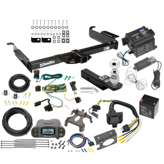 Class 5 2" Receiver Hitch For 03-24 Chevy Express GMC Savana Van w/ Tekonsha Prodigy P3 Trailer Brake Control 7-Way RV Wiring Breakaway Battery Charger Complete System 2-5/16" Tow Ball