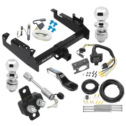 Trailer Tow Hitch For 19-24 Ford F-350 F-450 F-550 Cab and Chassis w/ w/ 7-Way Wiring Kit 2-5/16" and 2" Ball 8.5" Long 2" Drop Draw Bar and Towing Lock