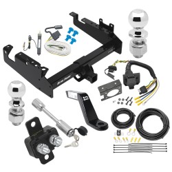 Trailer Tow Hitch For 19-24 Ford F-350 F-450 F-550 Cab and Chassis w/ w/ 7-Way Wiring Kit 2-5/16" and 2" Ball 10.25" Long 6" Drop Draw Bar and Towing Lock