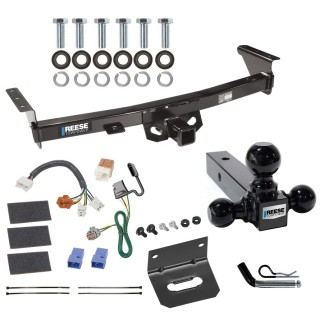 For 2005-2023 Nissan Frontier Trailer Hitch Tow PKG w/ 4-Flat Wiring Harness + Triple Ball Ball Mount 1-7/8" & 2" & 2-5/16" Trailer Balls + Pin/Clip + Wiring Bracket By Reese Towpower