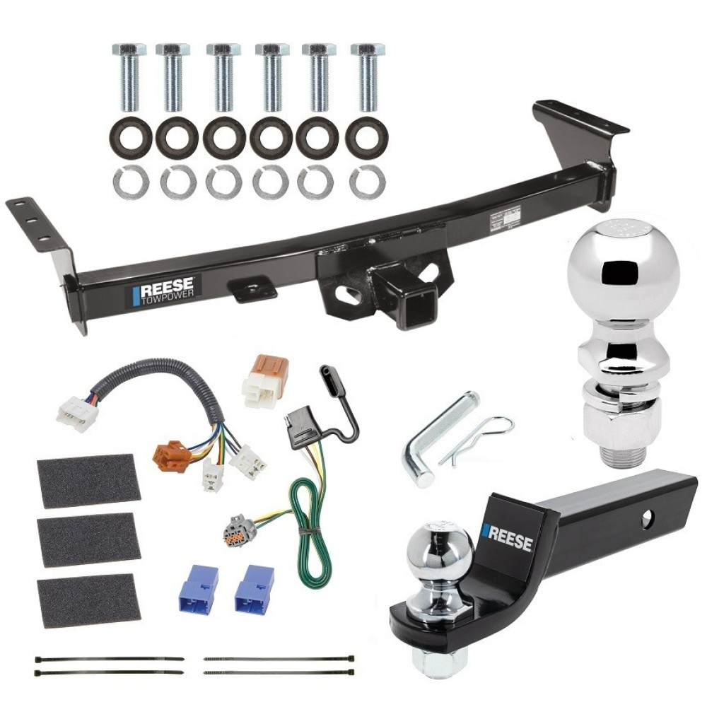 For 2005-2023 Nissan Frontier Trailer Hitch Tow PKG w/ 4-Flat Wiring + Starter Kit Ball Mount w/ 2" Drop & 2" Ball + 2-5/16" Ball By Reese Towpower