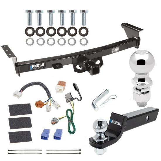 For 2005-2023 Nissan Frontier Trailer Hitch Tow PKG w/ 4-Flat Wiring + Starter Kit Ball Mount w/ 2" Drop & 2" Ball + 2-5/16" Ball By Reese Towpower