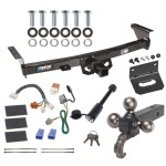 For 2005-2023 Nissan Frontier Trailer Hitch Tow PKG w/ 4-Flat Wiring + Triple Ball Tactical Ball Mount 1-7/8" & 2" & 2-5/16" Balls w/ Tow Hook + Tactical Dogbone Lock + Wiring Bracket By Reese Towpower