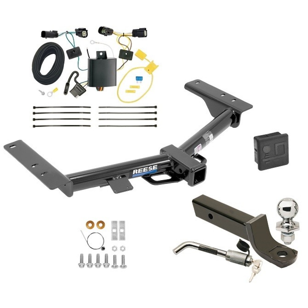 Custom Fit Trailer Hitch Wiring Harness (Plug & Play) 2" Drop Ball-Mount w/ Locking Pin/Clip 2" Chrome Ball Rubber Hitch Plug Cover Installation Hardware Installation Instructions 44719 118643 7005111 7010 Reese Trailer Tow Hitch 15-23 Tran Reese Trailer Tow Hitch For 15-23 Ford Transit 150 250 350 Deluxe Package Wiring 2" Ball Mount and Lock