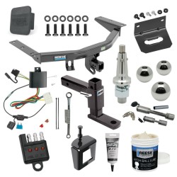 For 14-20 Acura MDX Trailer Hitch Tow PKG Wiring +Adjustable Drop Rise Ball Mount+Interchangeable 1-7/8" & 2" & 2-5/16" Balls+Brackt+Dual Hitch & +Wiring Tester+Ball Lube+Electric Grease+Ball Wrench+Anti Rattle Device By Reese