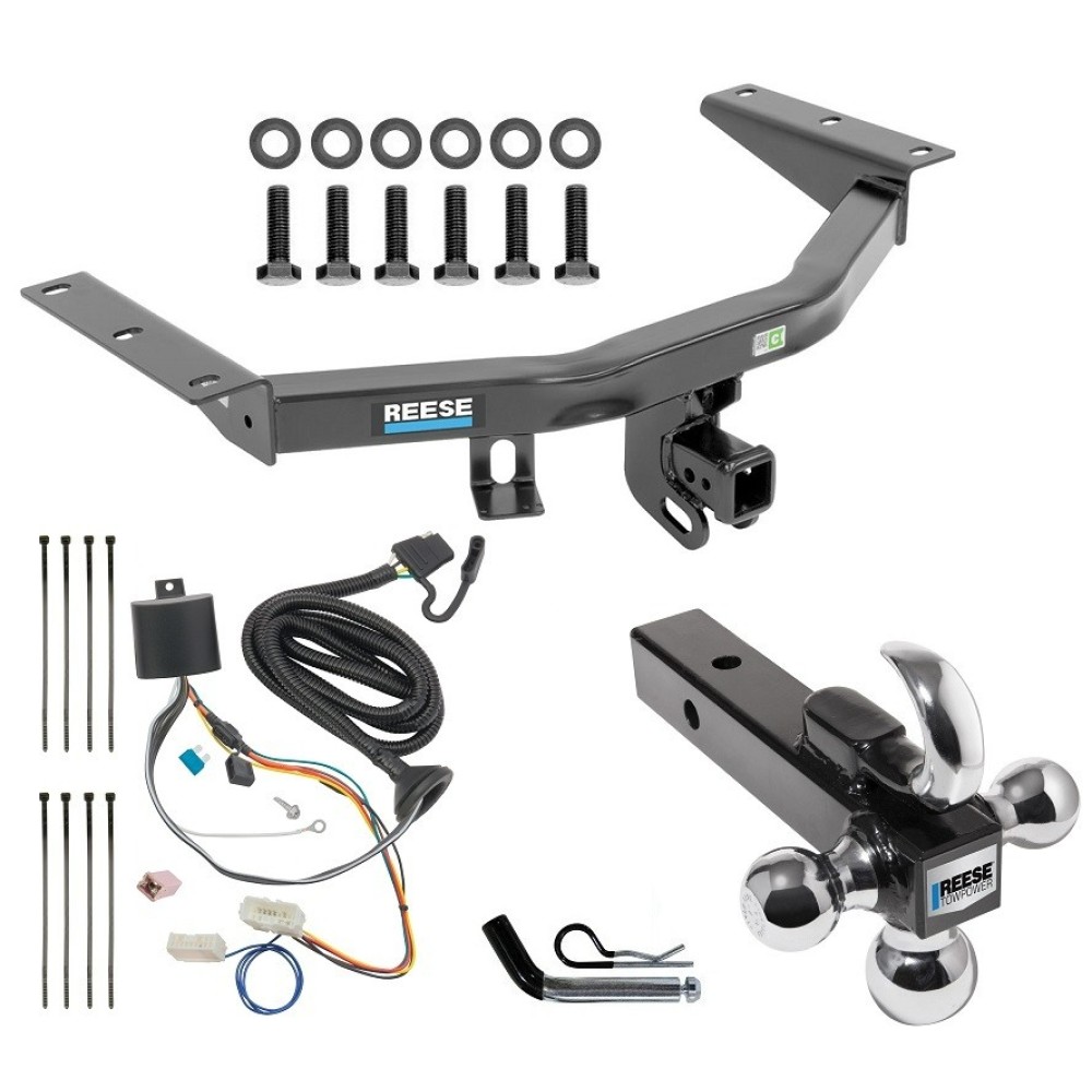 For 2016-2022 Honda Pilot Trailer Hitch kit by: Reese For 2016-2022 Honda Pilot Trailer Hitch Tow PKG w/ 4-Flat Wiring + Triple Ball Ball Mount 1-7/8" & 2" & 2-5/16" Trailer Balls w/ Tow Hook + Pin/Clip By Reese Towpower
